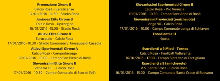 Programma Weekend Calcio Rosà - 161701